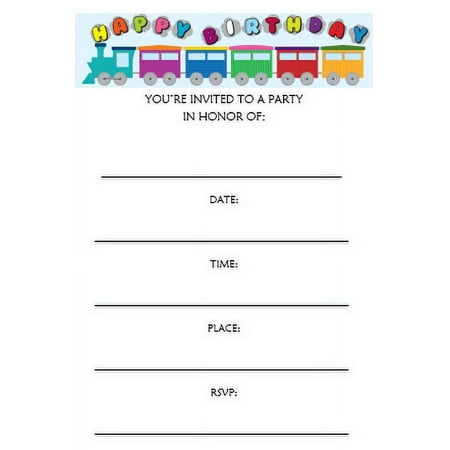 12pack Choo Choo Train Invitation Cards with Envelopes