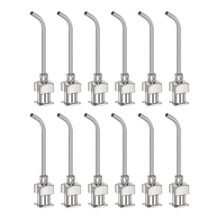 12pack Dispensing Needles, 15G 1" Stainless Steel Blunt Tip Bent Dispensing Needles with Luer Lock
