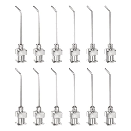 12pack Dispensing Needles, 19G 1" Stainless Steel Blunt Tip Bent Dispensing Needles with Luer Lock