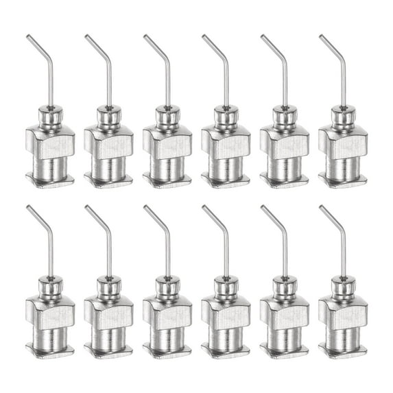 12pack Dispensing Needles, 21G 1/2" Stainless Steel Blunt Tip Bent Dispensing Needles with Luer Lock