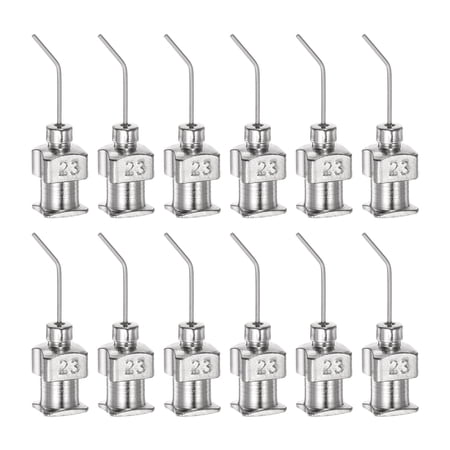 12pack Dispensing Needles, 23G 1/2" Stainless Steel Blunt Tip Bent Dispensing Needles with Luer Lock