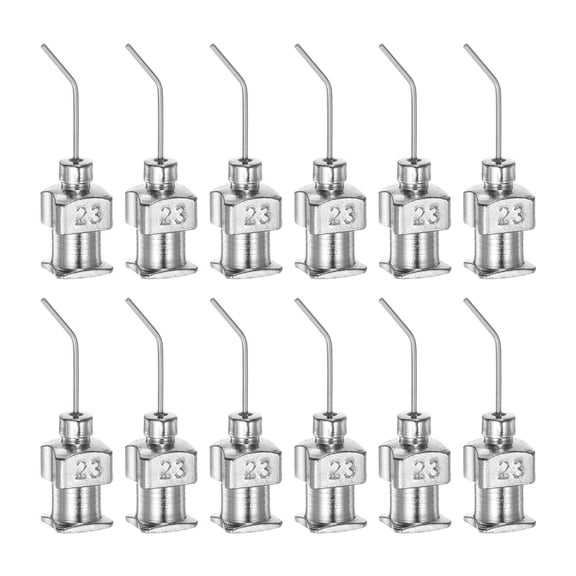 12pack Dispensing Needles, 23G 1/2" Stainless Steel Blunt Tip Bent Dispensing Needles with Luer Lock