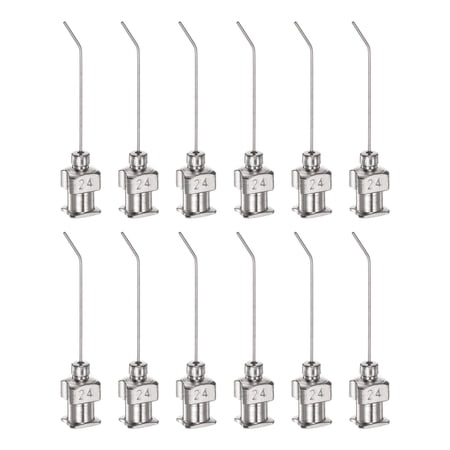 12pack Dispensing Needles, 24G 1" Stainless Steel Blunt Tip Bent Dispensing Needles with Luer Lock