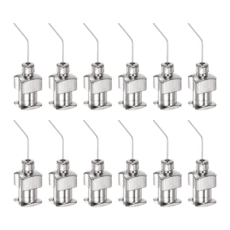 12pack Dispensing Needles, 27G 1/2" Stainless Steel Blunt Tip Bent Dispensing Needles with Luer Lock