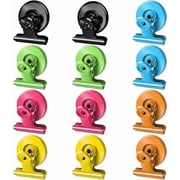 12pack Fridge Magnets Refrigerator Magnets Magnetic Clips Heavy Duty Detailed List Display Paper Fasteners on Home& Office& Teaching (Multicolored, 12)