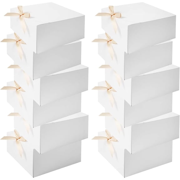 12pack Gift Boxes with Lids,White Gift Boxes Bulk with Gold Bow Ribbon,Bridesmaid Proposal Box for Presents Kraft Paper for Wedding,Christmas,Halloween,Baby Shower