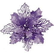 12pack Glitter Artificial Poinsettia Flowers Christmas Wreath Christmas Tree Flowers Ornaments 5.9’’(15cm) Diameter (Purple)