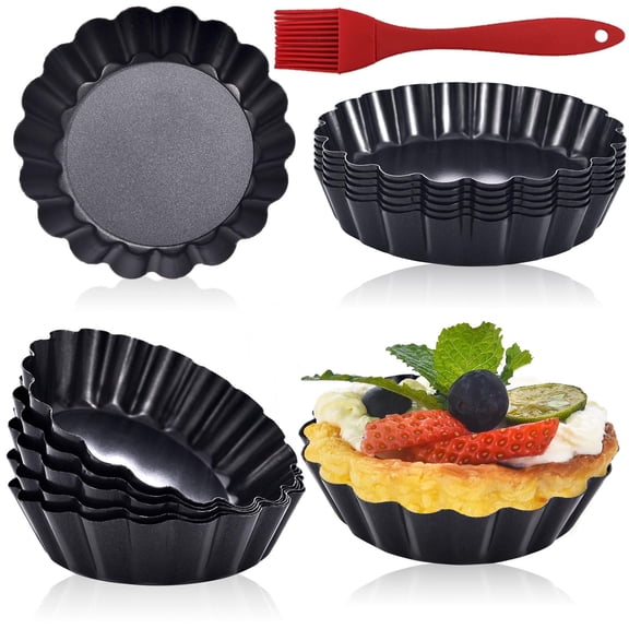 12pack Mini Tart Pans Removable Botttom 3 Inch Pan Round Nonstick Carbon Steel Fluted Quiche Pie For Baking Pies Quiches Tartlets Shells Cupcakes Desserts