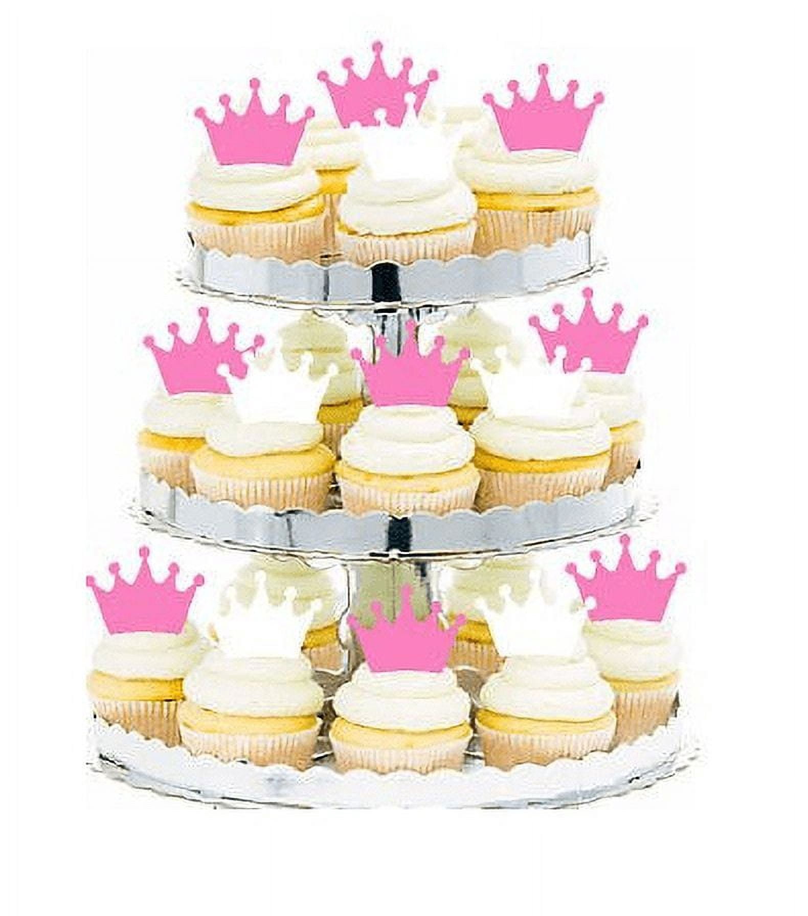 12pack Pink & White Princess Crown Tiara Cake / Cupake Decoration ...