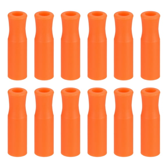 12pack Silicone Straw Tips, Soft Reusable Straws Tips Fit for 1/3 Inch(8mm) OD Stainless Steel Straws, Orange