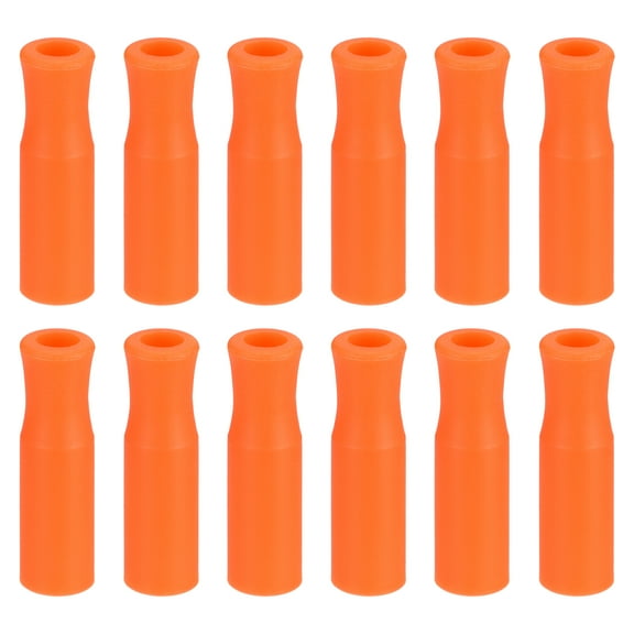 12pack Silicone Straw Tips, Soft Reusable Straws Tips Fit for 1/4 Inch(6mm) OD Stainless Steel Straws, Orange