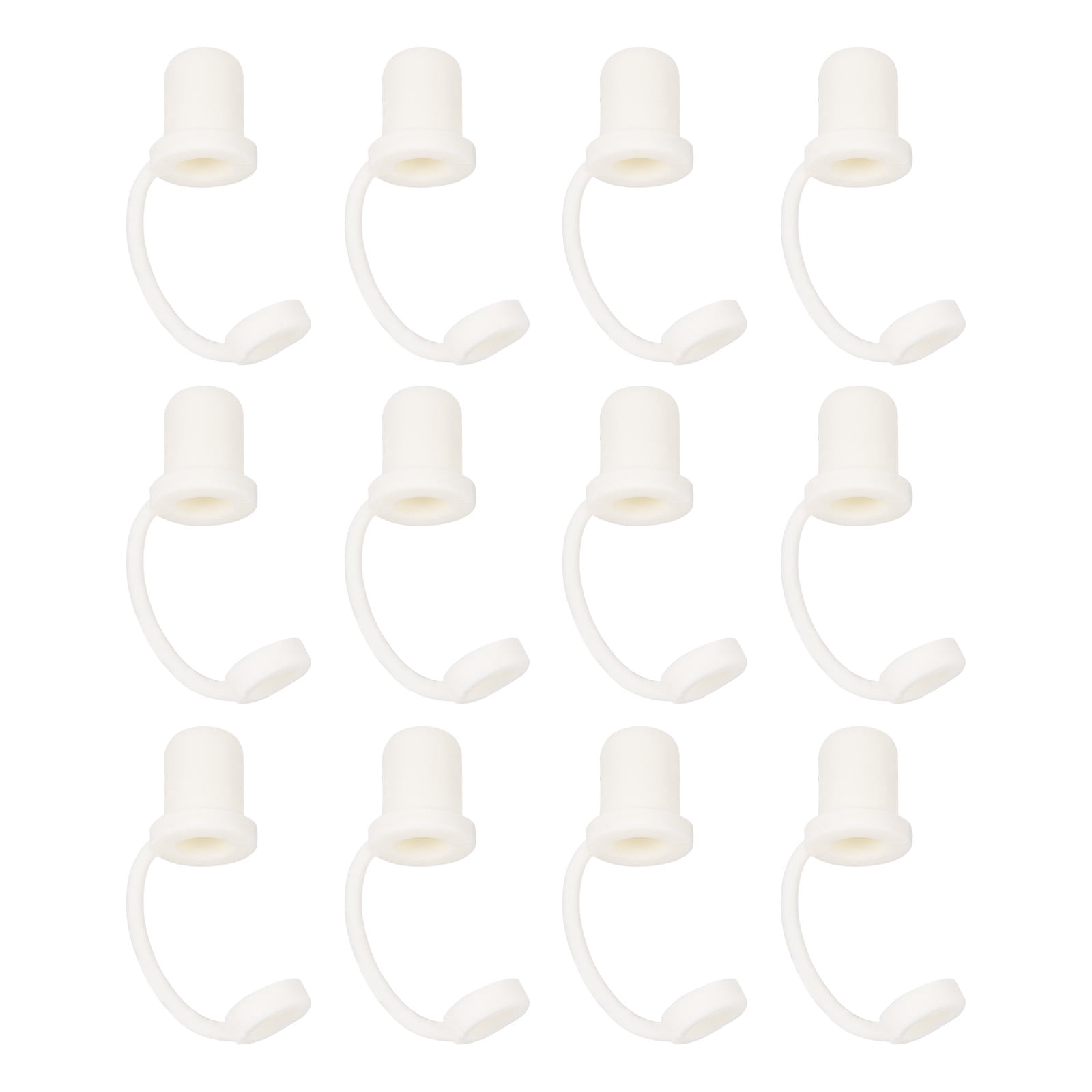 12pack Straw Cover Cap, White Silicone Straw Tips Cover Fits 8-10mm OD ...
