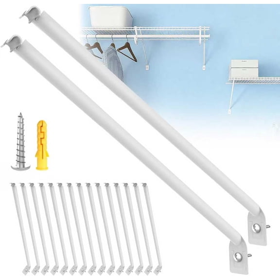 12pack Wire Shelving Support Bracket,Wire Shelf Support Bracket,Length of 18.7" Wire Shelf Support Brackets,Wire Shelving Support Brackets for Provide Support for 16" Closet Shelves