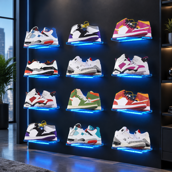 12packs Floating Shoe Display Shwith Light Glow Color Changing