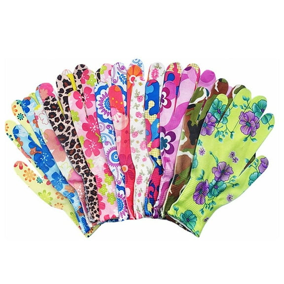 12pair Random Patterned Nylon Printed Gloves, Soft Breathable Gloves Labor V7I7