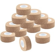 1 Inch Skin Colour Elastic Cohesive Wrap, Bexikou 12Pcs Self-Adhesive Bandage Finger Tape, First Aid Wrap for Wrist Ankle Sprains Swelling & Sports Injury
