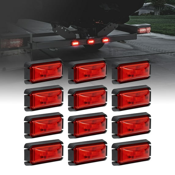 12pc 2.5" Red LED Trailer Marker Light Black Bezel DOT FMVSS 108 SAE P2PC