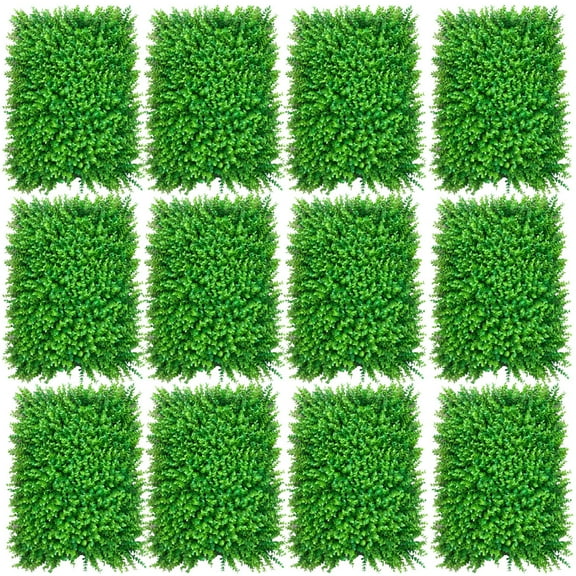 12pc 24"x16" Artificial Boxwood Hedge Mat Plant Panels Greenery Walls Outdoor