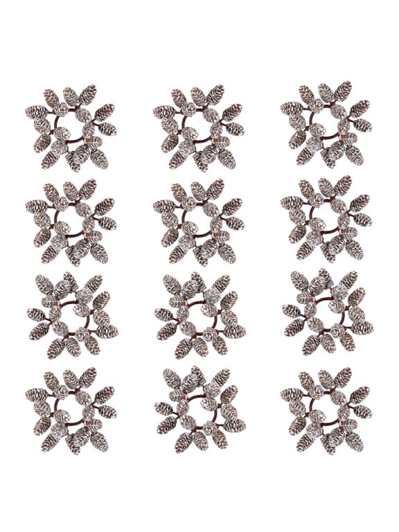 12pc Acrylic Pinecone Candle Rings - for Christmas Decor - Factory Direct Craft