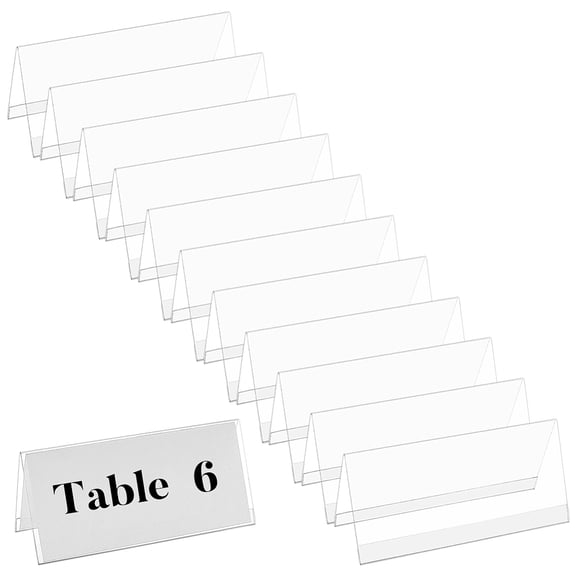 12pc Acrylic Table Number Sign Tent Holder Desk Name Plate Display Clear 220x85x95mm