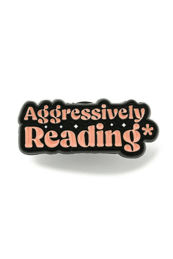 12pc Aggressively Reading Zinc Alloy Brooches Word Enamel Pins for Backpack Suit Black 13x30.5x1.5mm