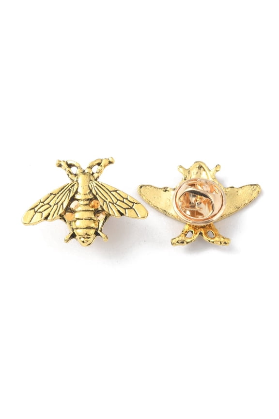 12pc Alloy Bees Lapel Pin Badge for Backpack Clothes Golden 20x26x3mm Pin: 1mm