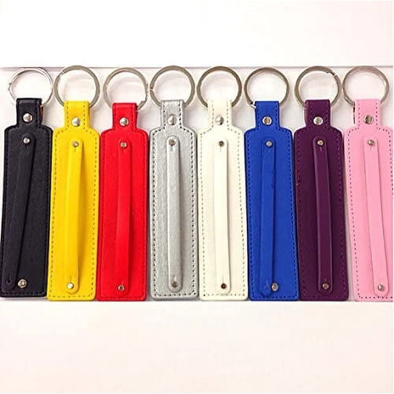 12pc Assorted Leather Keychain 6 Inches Long Fits DIY 8mm Slide Letters and Charms/Bulk Keychain