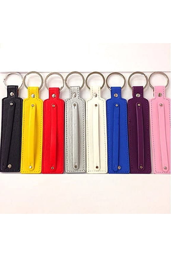12pc Assorted Leather Keychain 6 Inches Long Fits DIY 8mm Slide Letters and Charms/Bulk Keychain