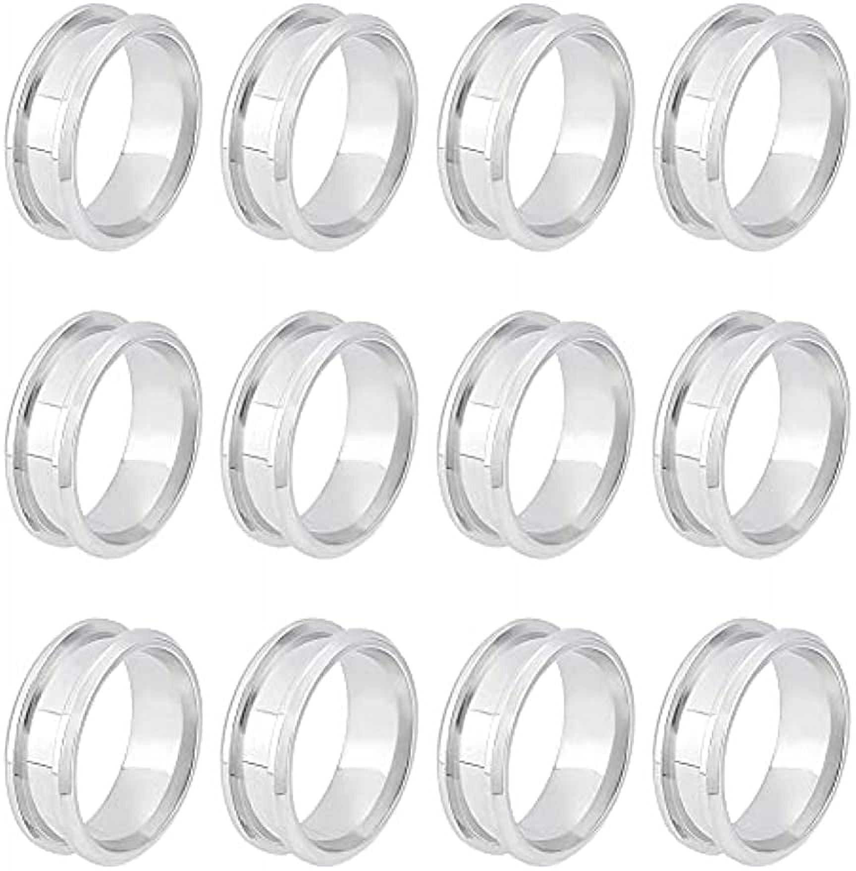 Wholesale SUNNYCLUE 1 Box 5Pcs 20mm Stainless Steel Grooved Finger Ring  Settings Ring Core Blank for Inlay Jewellery Making Wide Grooved Finger Ring  Comfort Round Inlay Rings Man Women Adult DIY Craft