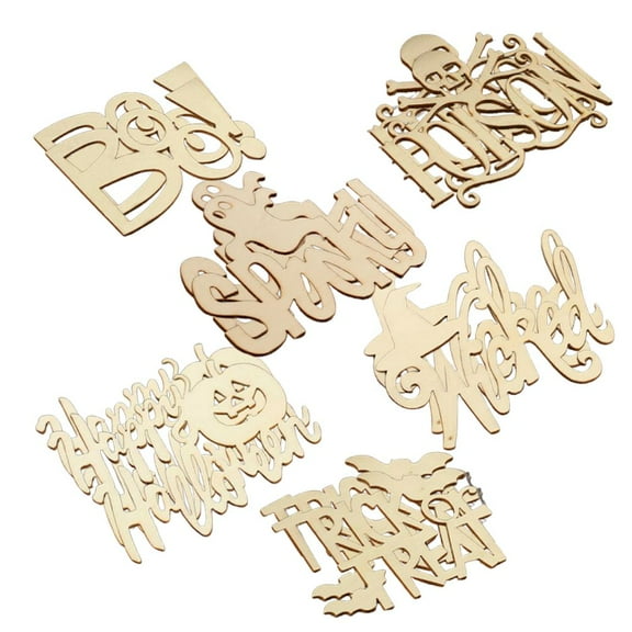 12pc Blank Wooden Scary Word Laser Cutout Set - for Halloween - Factory Direct Craft