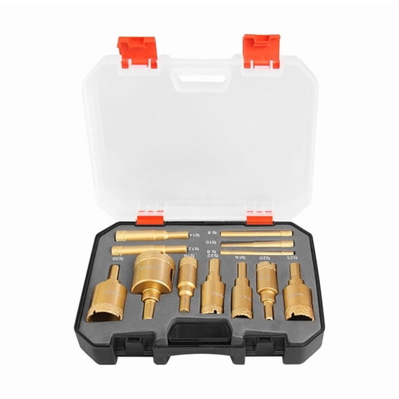 12pc Brazing Hole Opener Marble Multi-Purpose Drilling Bit Vitrified Brick Ceramic Stone Reaming Bit Set 6-35mm,12 * 6-35mm Diamond Coated Drill Bits,Gold