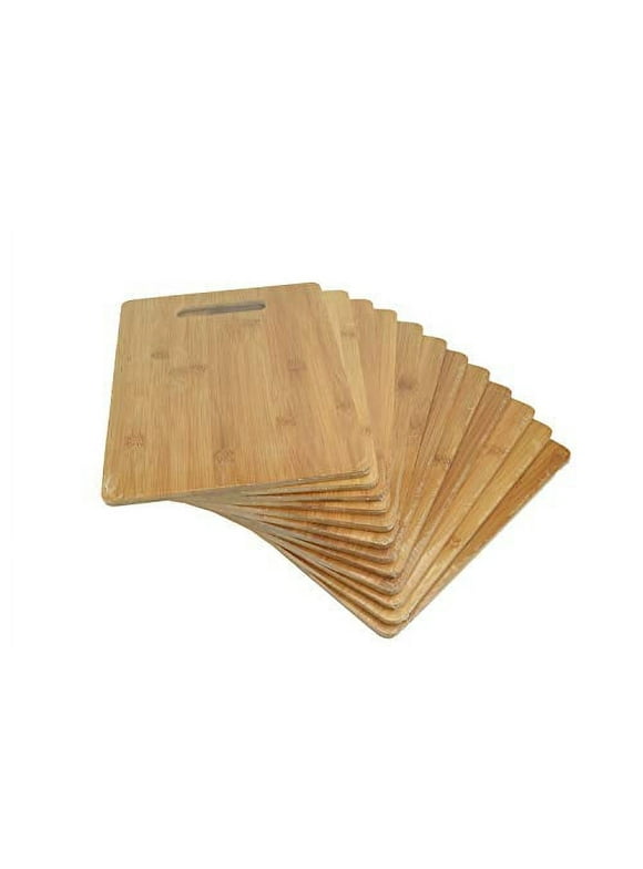 (Set of 12) 12"X9" Bulk Plain Bamboo Serving Tray, Platter, Cutting Board for Customized, Personalized Engraving Gifts