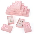 thumbnail image 1 of 12pc Cardboard Jewelry Boxes for Jewelry Gift Packaging Rectangle with Bowknot Pink 8.3x5.3x2.4cm, 1 of 8
