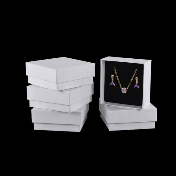 12pc Cardboard Jewelry Set Box for Ring Earring Necklace with Sponge Inside Square White 7.6x7.6x3.2cm Inner Size: 6.9x6.9cm Without Lid Box: 7.2x7.2x3.1cm