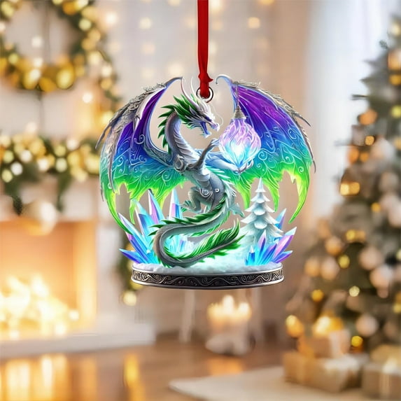 12pc Christmas Ornaments Set - 2D Acrylic Holiday Tree Decorations with 4" Festive Designs (Snowflakes/Reindeer/Bells) for Xmas Home & Office Decor - Shatterproof Lightweight Hanging Pendants