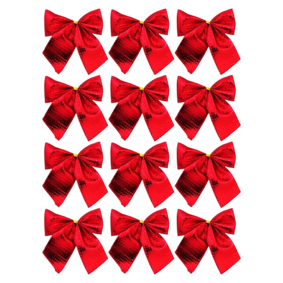 12pc Christmas Tree Hanging Ornaments, Mini Bow Decorations for Holiday Decor, Festive Wreaths, Wall Hangings, and Gifts for Christmas Home Decoration