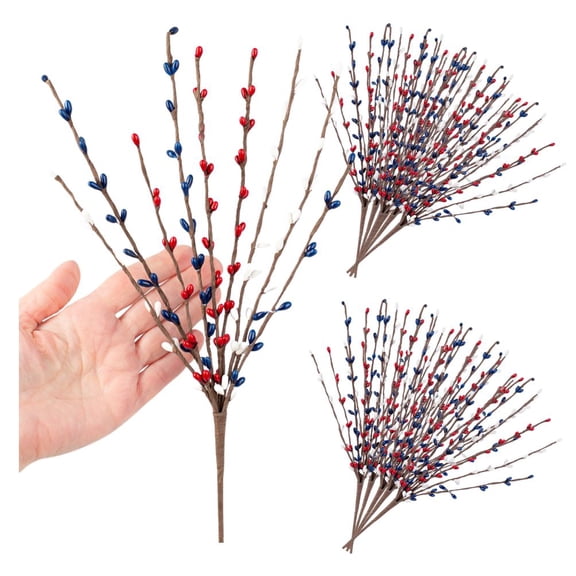 12pc Classic Patriotic Pip Berry Sprays - for Rustic, Americana Floral Work - Factory Direct Craft