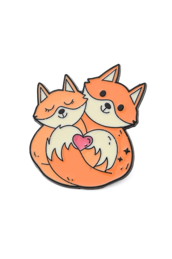 12pc Cute Animal Hug with Heart Enamel Pins Alloy Brooches for Backpack Clothes Fox 27.5x25.5mm