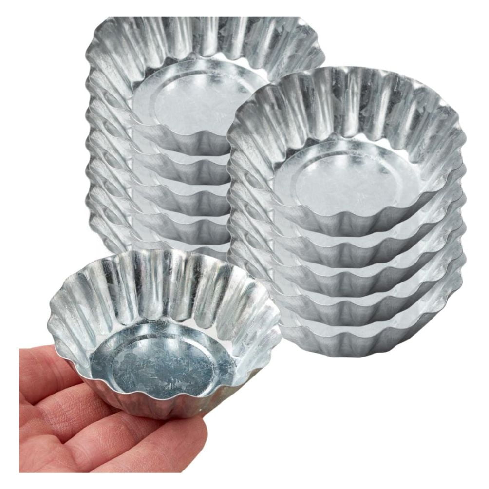 12pc Galvanized Primitive Tart Candle Mold Set - for Rustic Decor - Factory Direct Craft