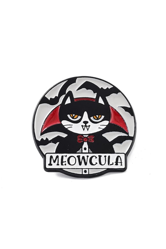 12pc Gothic Vampire Cat Zinc Alloy Enamel Pins Brooch for Backpack Clothes Cat Shape 30x30x1.5mm