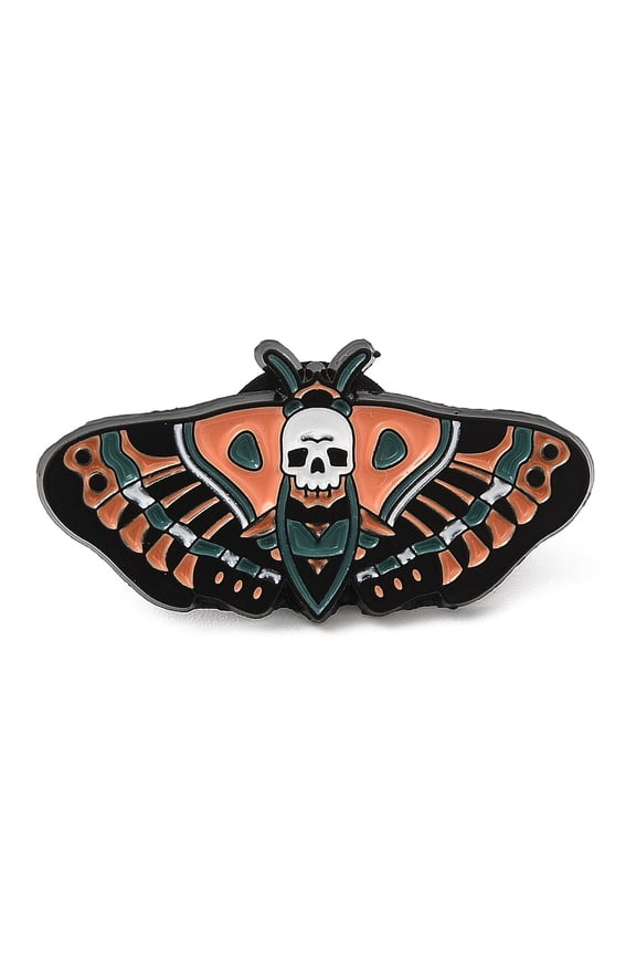 12pc Halloween Theme Moth Enamel Pin Electrophoresis Black Zinc Alloy Brooch for Backpack Clothes Insects 15.5x30.5x1.5mm