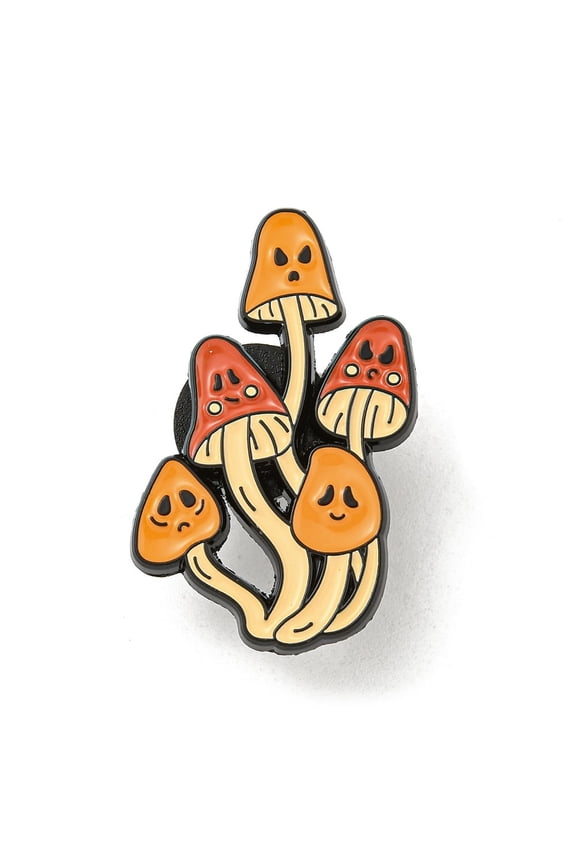 12pc Halloween Zinc Alloy Brooches Enamel Pins for Backpack Orange Mushroom 30x20x1.5mm
