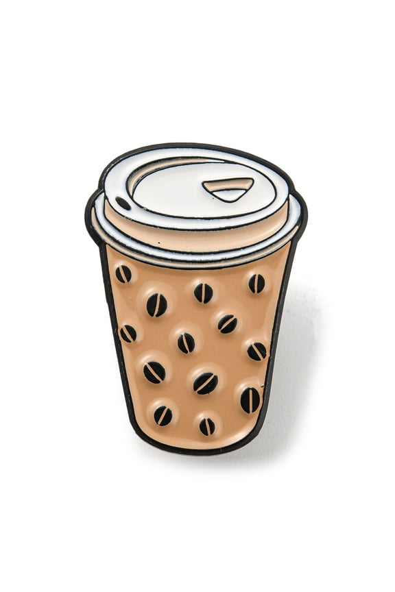 12pc Hot Drink Cup with Coffee Bean Enamel Pins Black Alloy Badge for Women Men Sandy Brown 26.3x18.7x1.5mm