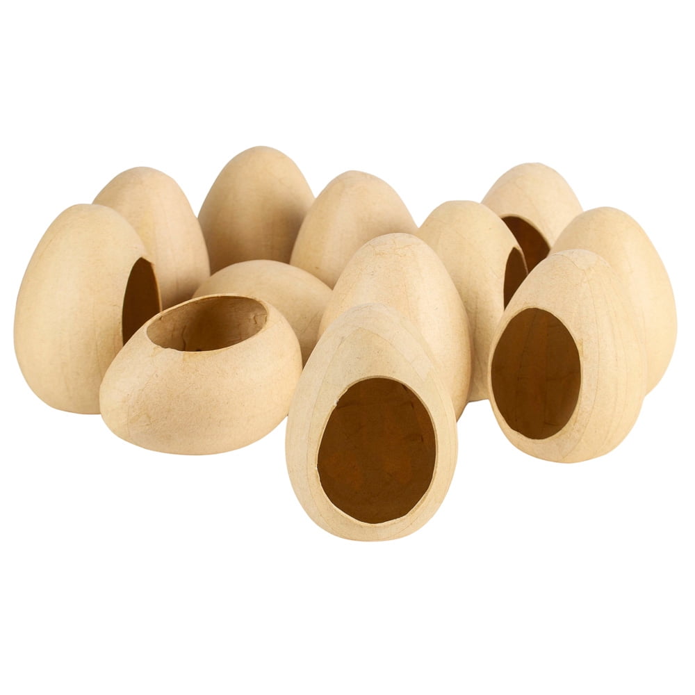12pc Kraft Paper Mache Eggs with Opening - for Easter - Factory Direct Craft