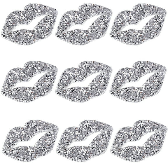 12pc Lip Hotfix Resin Rhinestone (Hot Melt Adhesive On The Back) Iron on Patches Rhinestone Trimming Jet Crystal 35x60x2.5mm