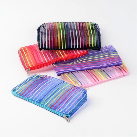 12pc Mesh Multifunctional Zip Pouches Cosmetic Bags Mixed Color 18.5x11x0.8cm