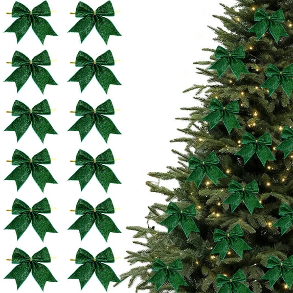 12pc Mini Small Christmas Tree Hanging Ornaments 9cm for Holiday Decor, DIY Tree, Wreath, Garland or Party Decorations