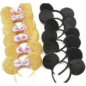 12pc Minnie Mouse Ears Headbands mixed sequin yellow gold pink Mickey Party Birthday