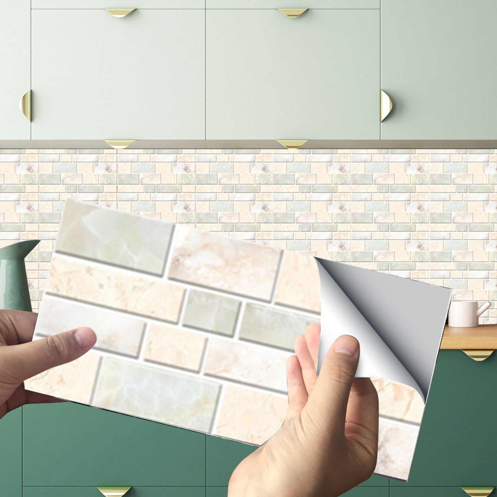 12pc Peel And Stick Ceramic Tile Paste 3D Lattice Crystal Ceramic Tile