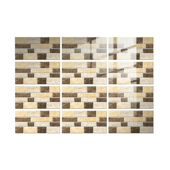 12pc Peel and Stick 3D Lattice Ceramic Tile DIY Wall Sticker Decorative Backsplash Art 12PCS